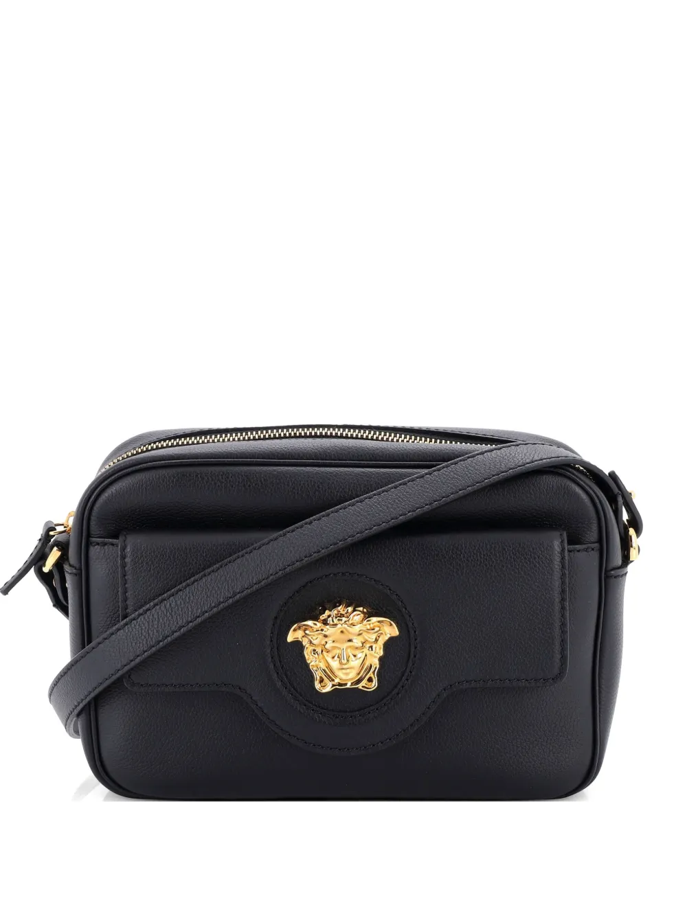 Versace Pre-Owned La Medusa Flap Pocket Camera Bag Leather Small crossbody bag - Nero
