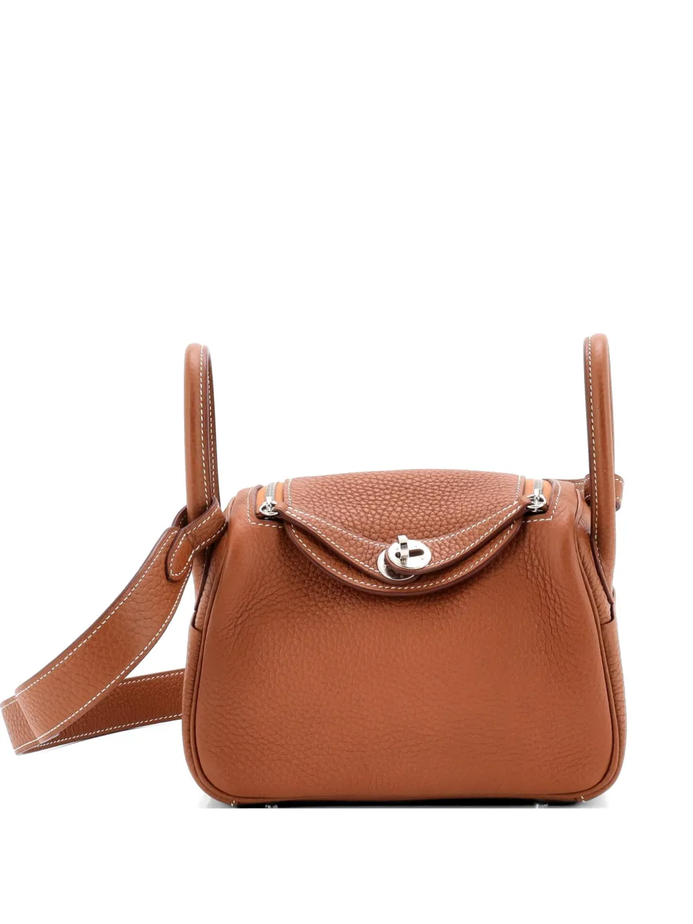 Hermès Pre-Owned Borsa a tracolla Lindy mini in pelle Clemence - Marrone