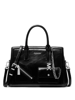 Michael Kors Md Ew Dome logo-plaque Leather Tote Bag | Black