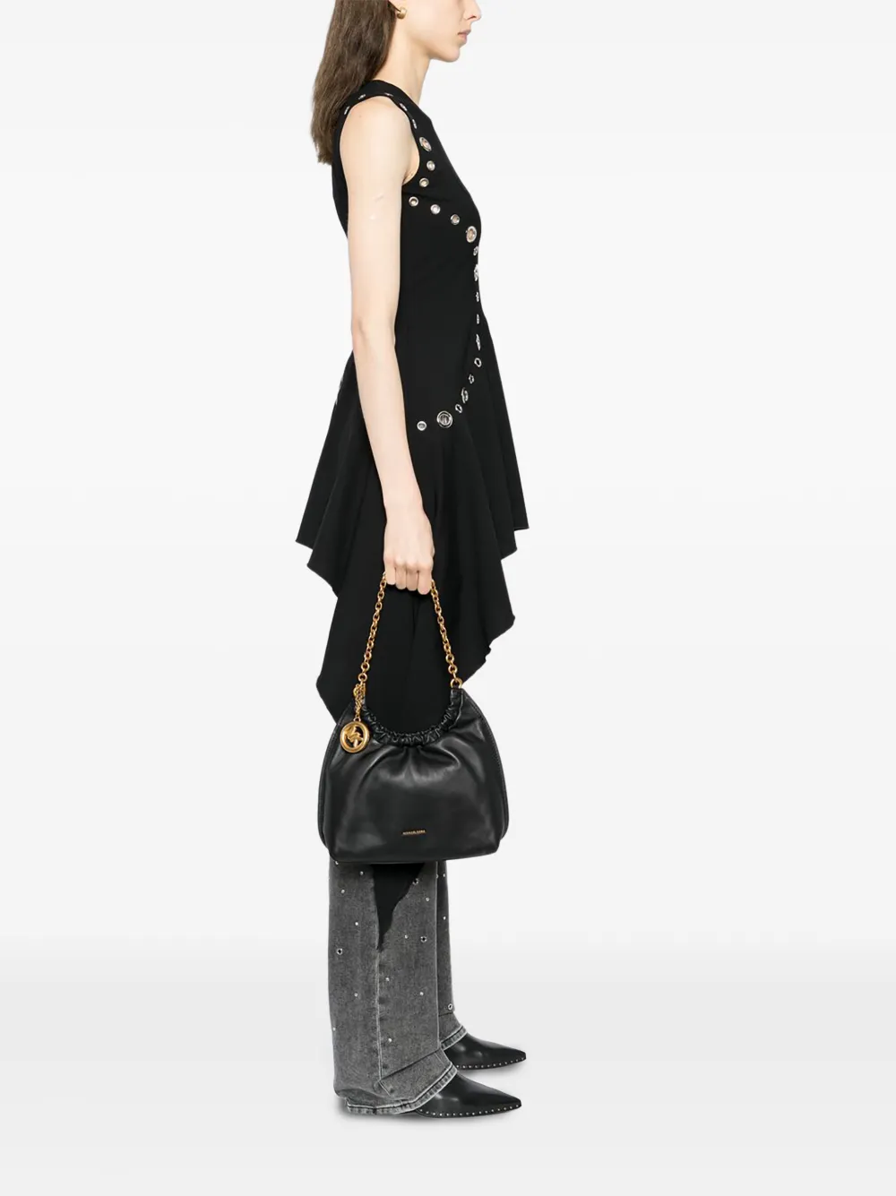 Michael Kors Medium Indie schoudertas met ketting Zwart