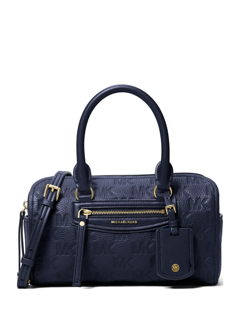 Michael Kors monogram-patterned pebbled-leather tote bag - Blu