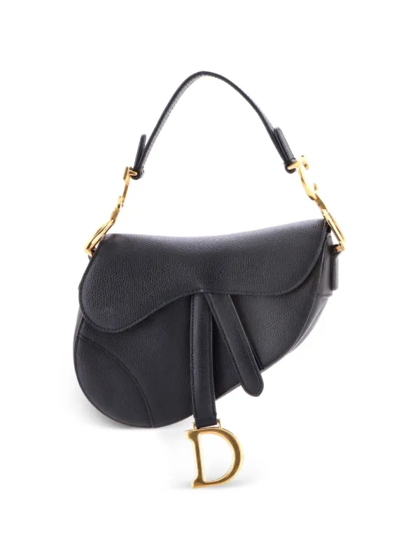 Dior Pre-owned Saddle Handbag Leather Mini Shoulder Bag in Black