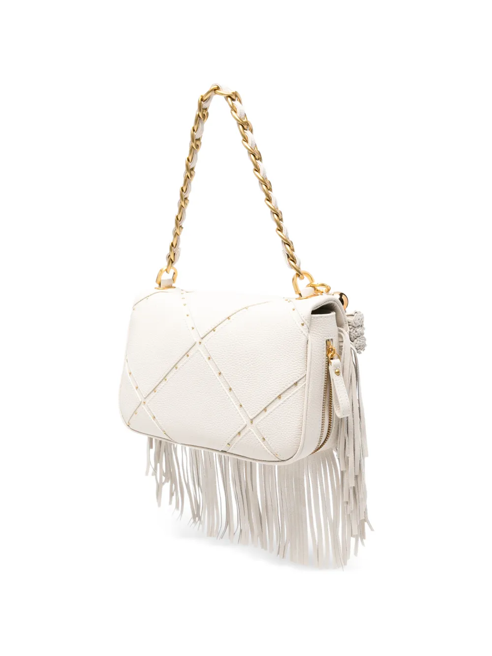  La Carrie Medium Isabel Fringed Leather Shoulder Bag - Neutrals 