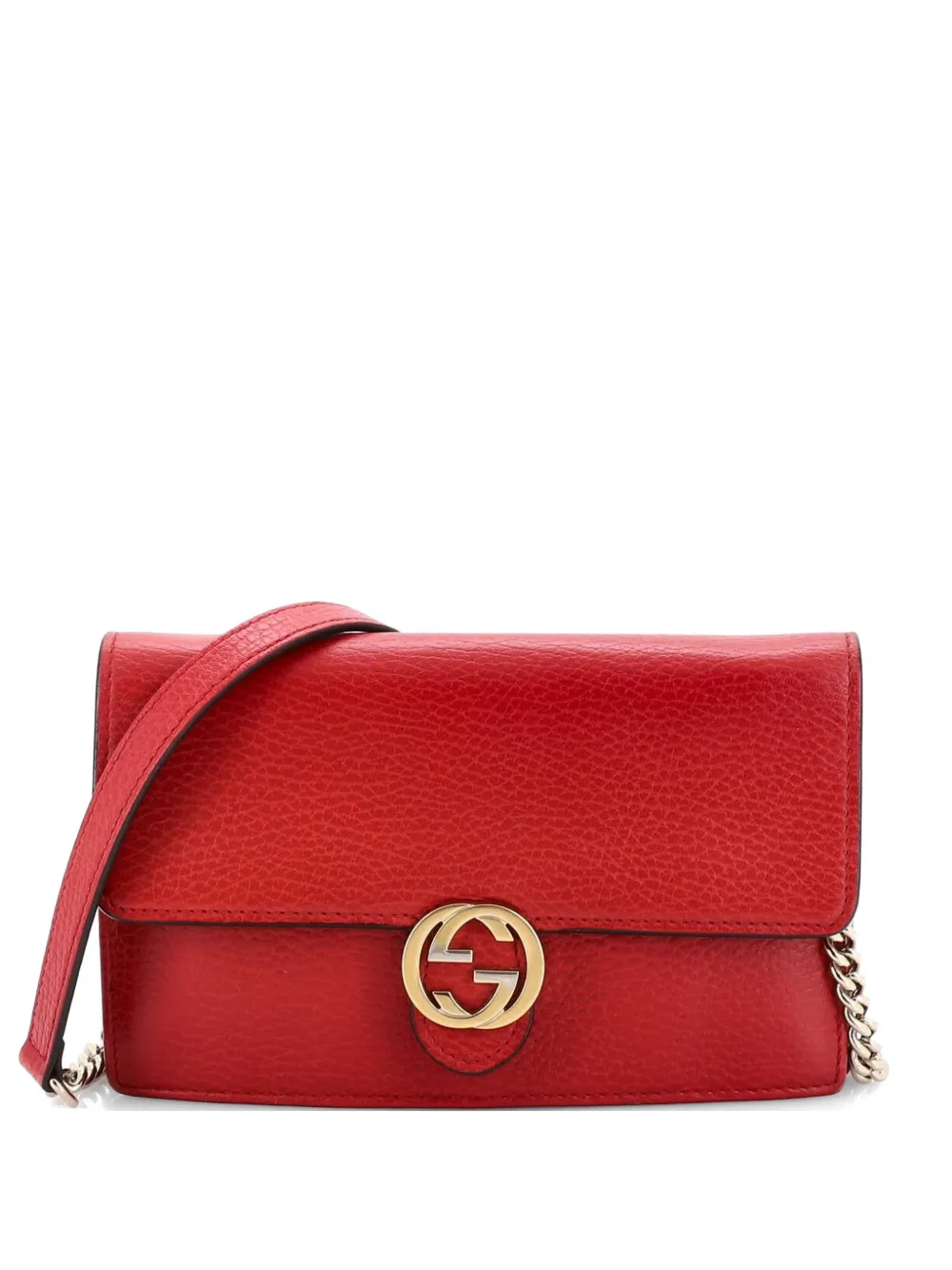 Gucci Pre-Owned Interlocking Wallet on Chain Leather crossbody bag - Rot