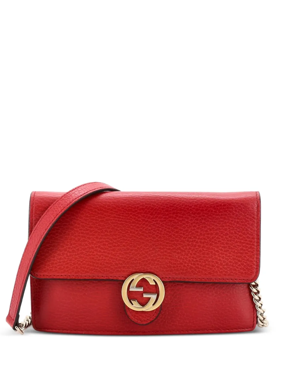 Gucci Pre-Owned Interlocking Wallet on Chain Leather crossbody bag - Rosso