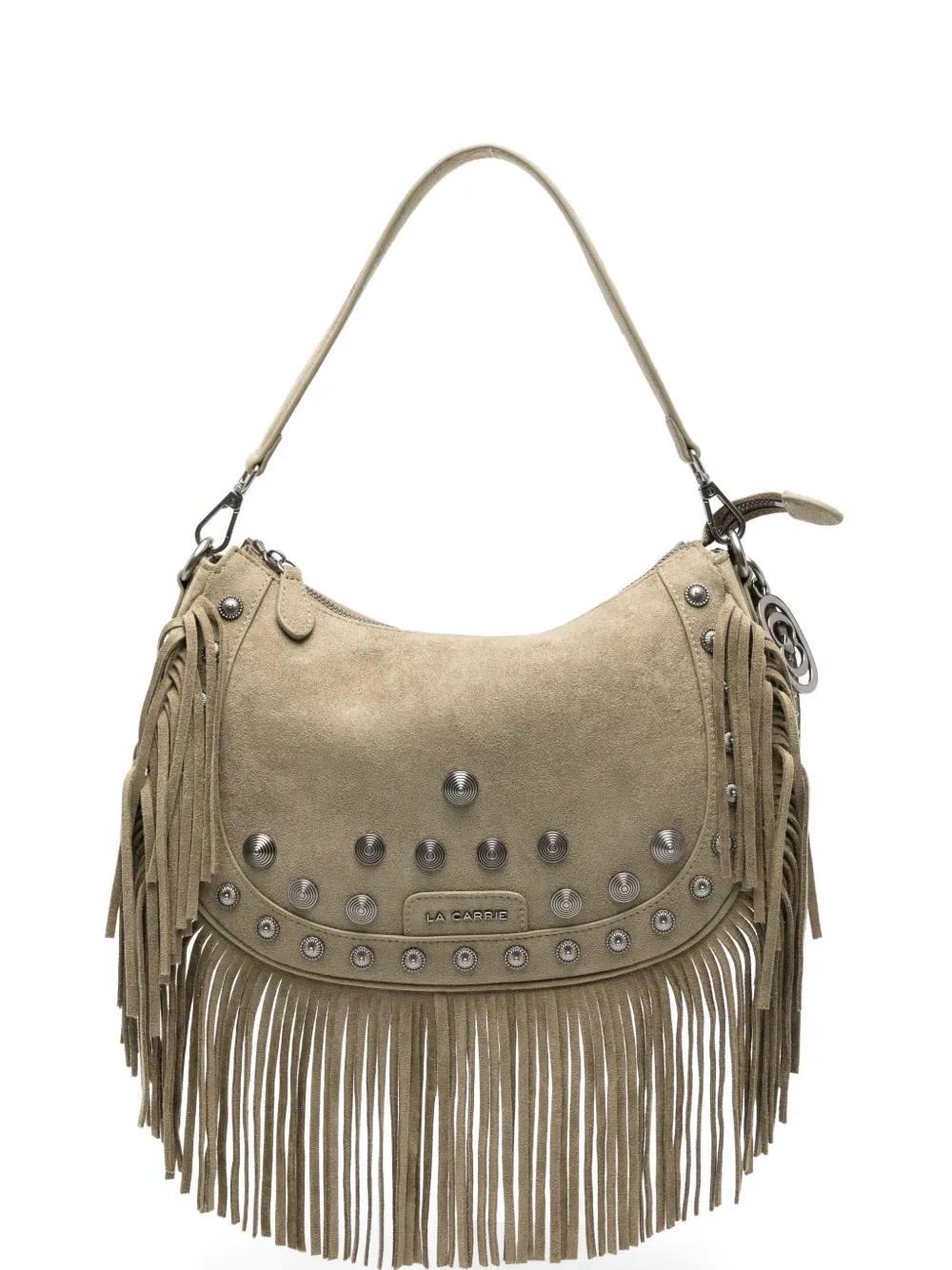 La Carrie fringe studded shoulder bag - Verde