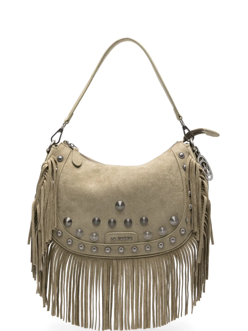 La Carrie fringe studded shoulder bag - Verde