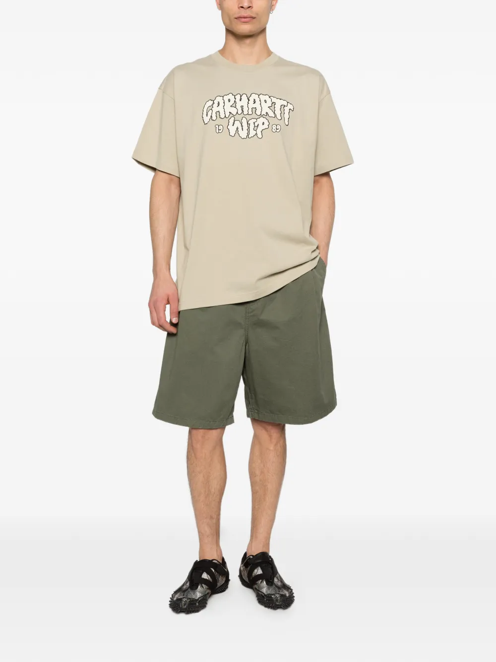 Carhartt WIP T-shirt met logoprint met ronde hals Beige