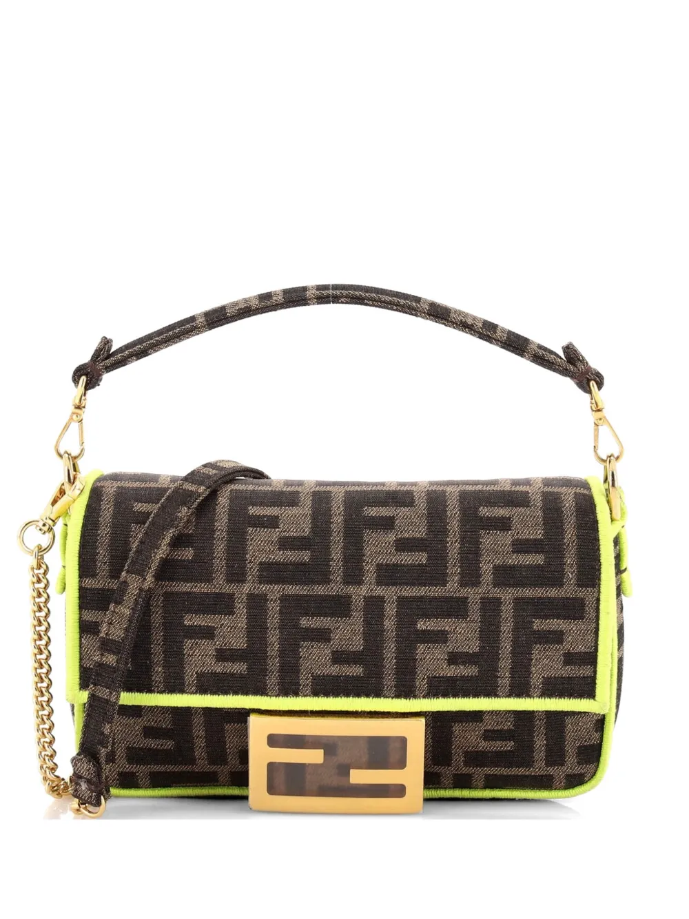 Pre-owned Fendi Baguette Nm Bag Zucca Canvas Mini Crossbody Bag In Brown