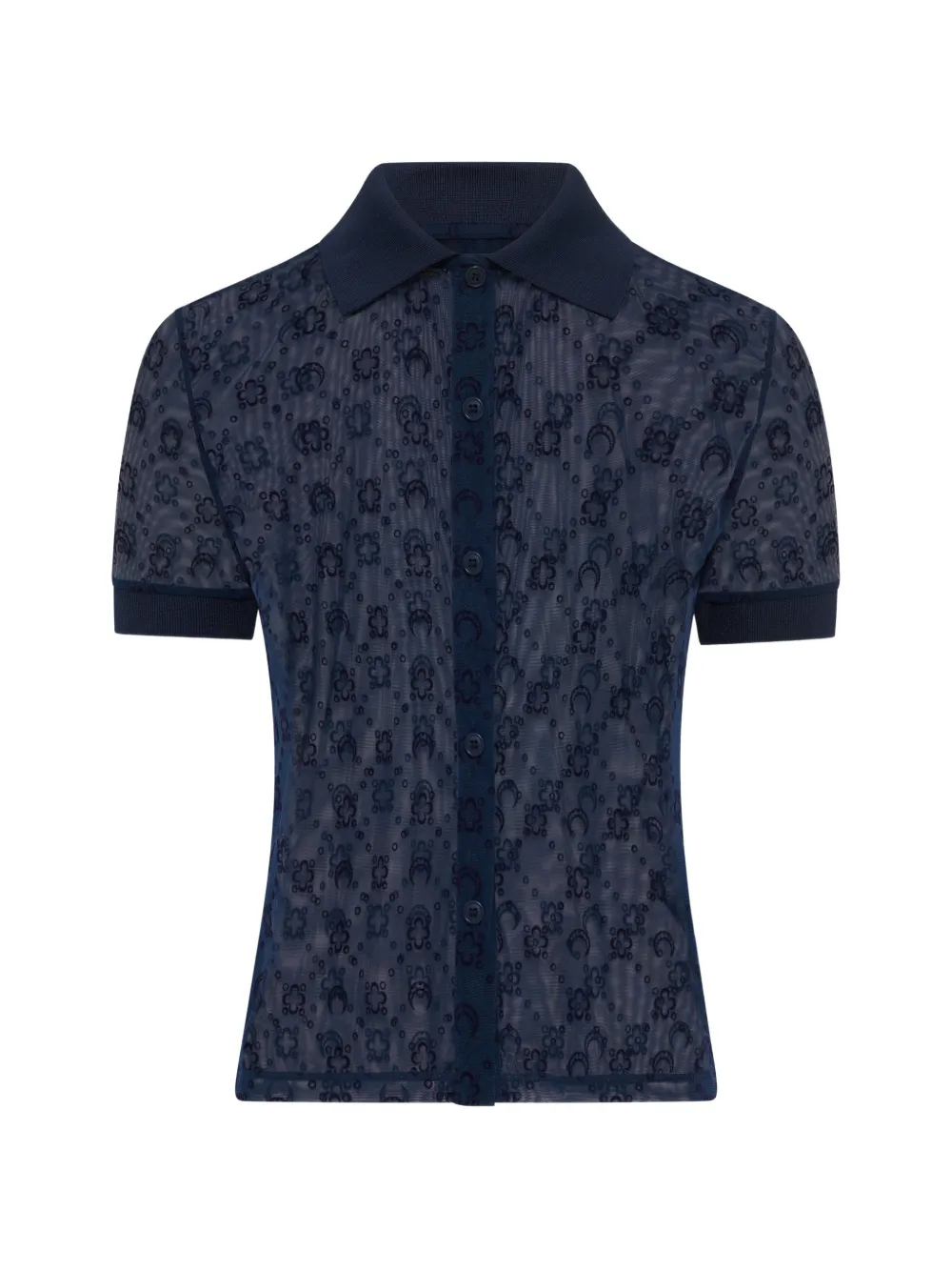 Marine Serre moonogram mesh flock polo shirt