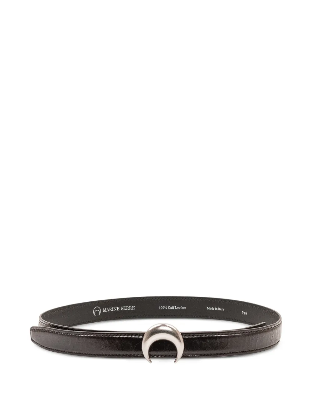 Marine Serre Crescent Moon buckle leather belt - Nero