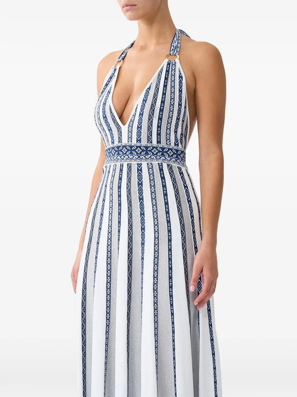 Camilla halterneck tie maxi dress - Bianco