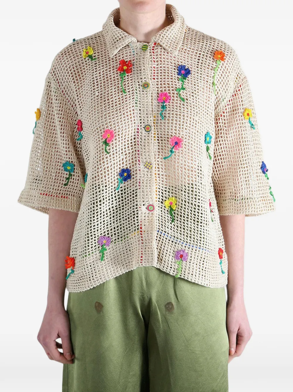  Pero Floral Crochet Shirt - Neutrals 