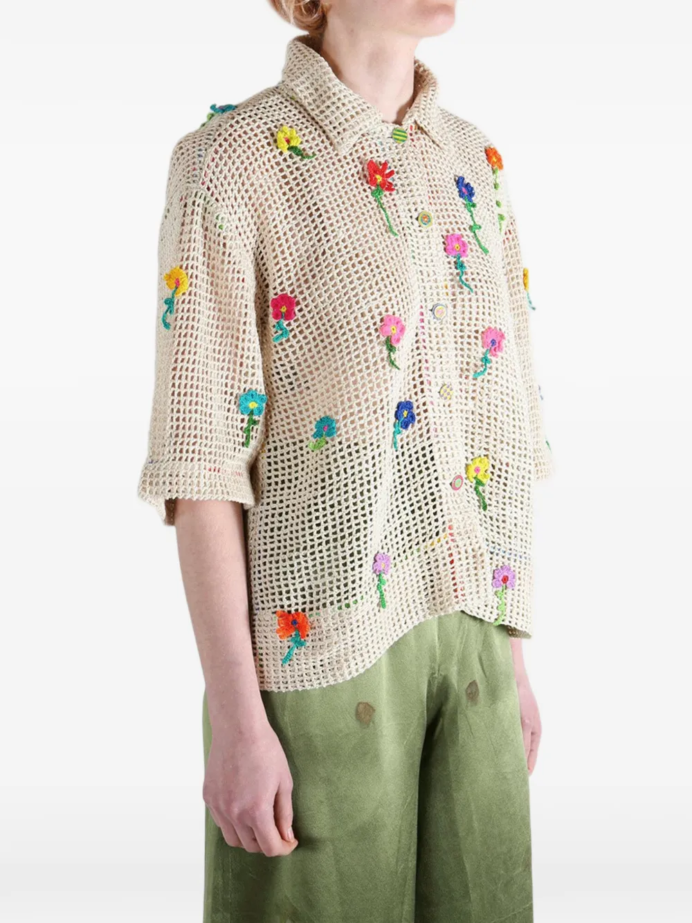  Pero Floral Crochet Shirt - Neutrals 