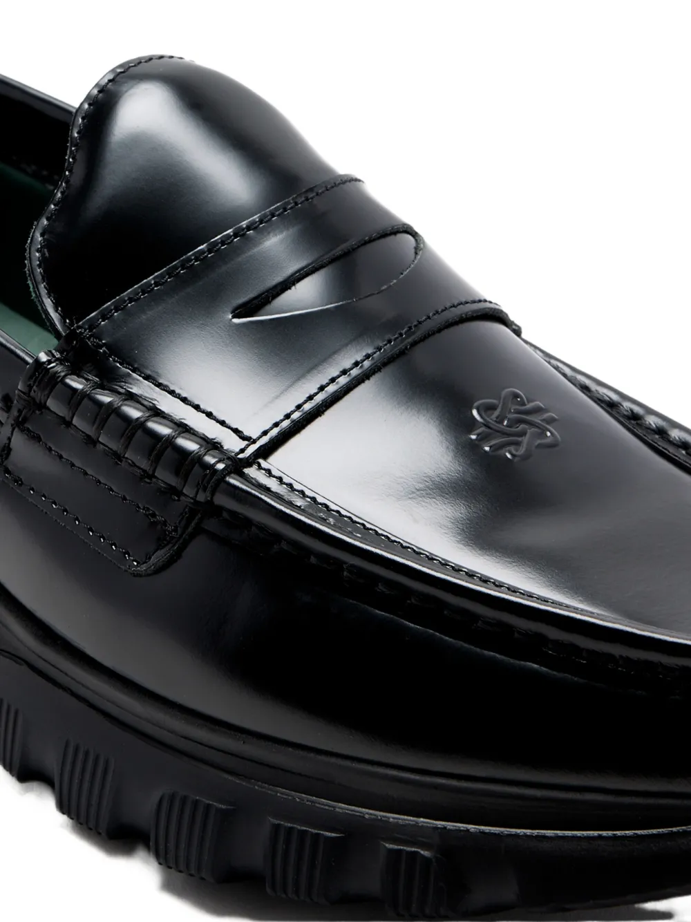 Filling Pieces Penny loafers met logo-reliëf Zwart