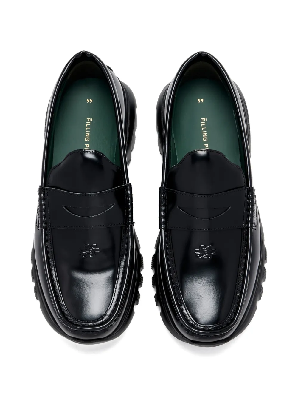 Filling Pieces Penny loafers met logo-reliëf Zwart