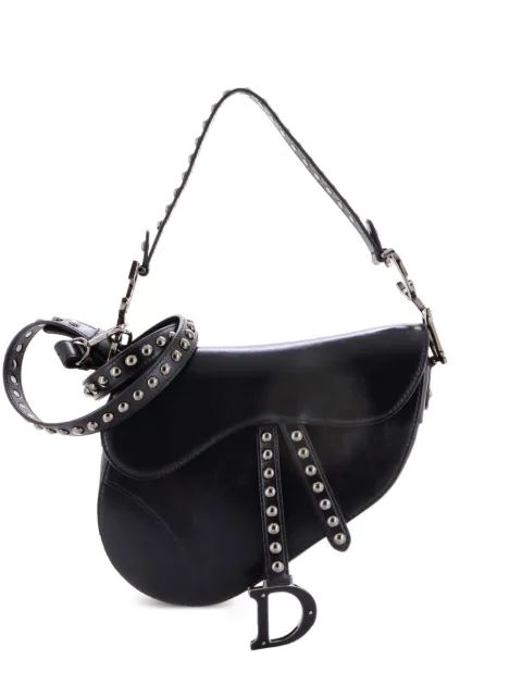 Christian Dior Pre-Owned Saddle Handbag with Strap Studded Leather Medium shoulder bag