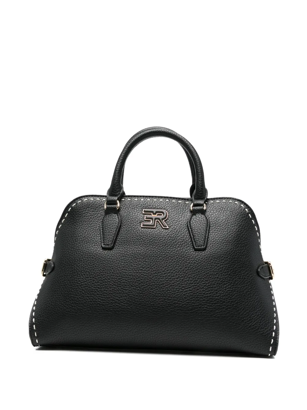 ERMANNO FIRENZE small Amy logo topstitch leather tote bag - Nero