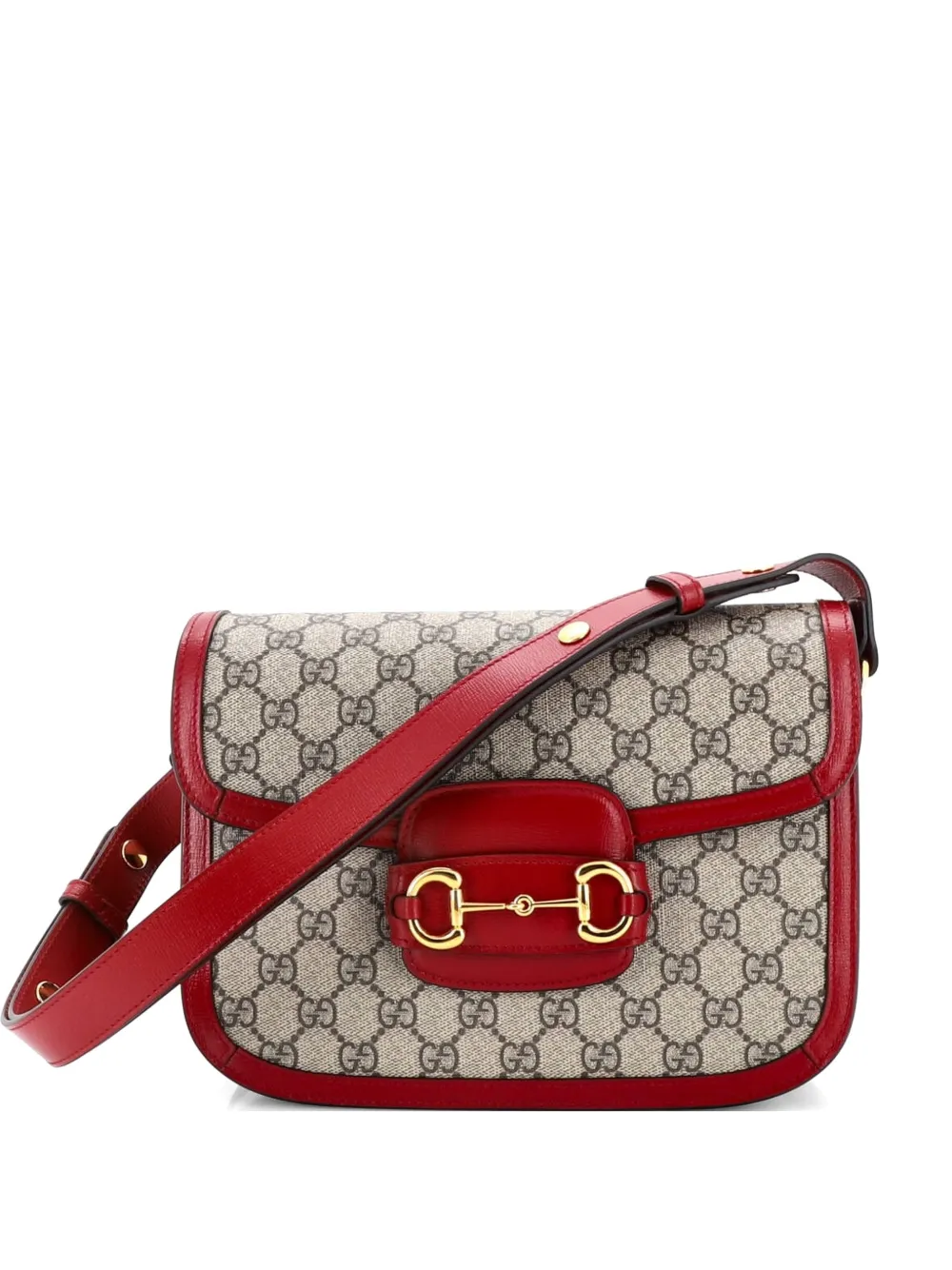 Gucci Pre-Owned Horsebit 1955 Shoulder Bag GG Coated Canvas with Leather Small crossbody bag - Marrone