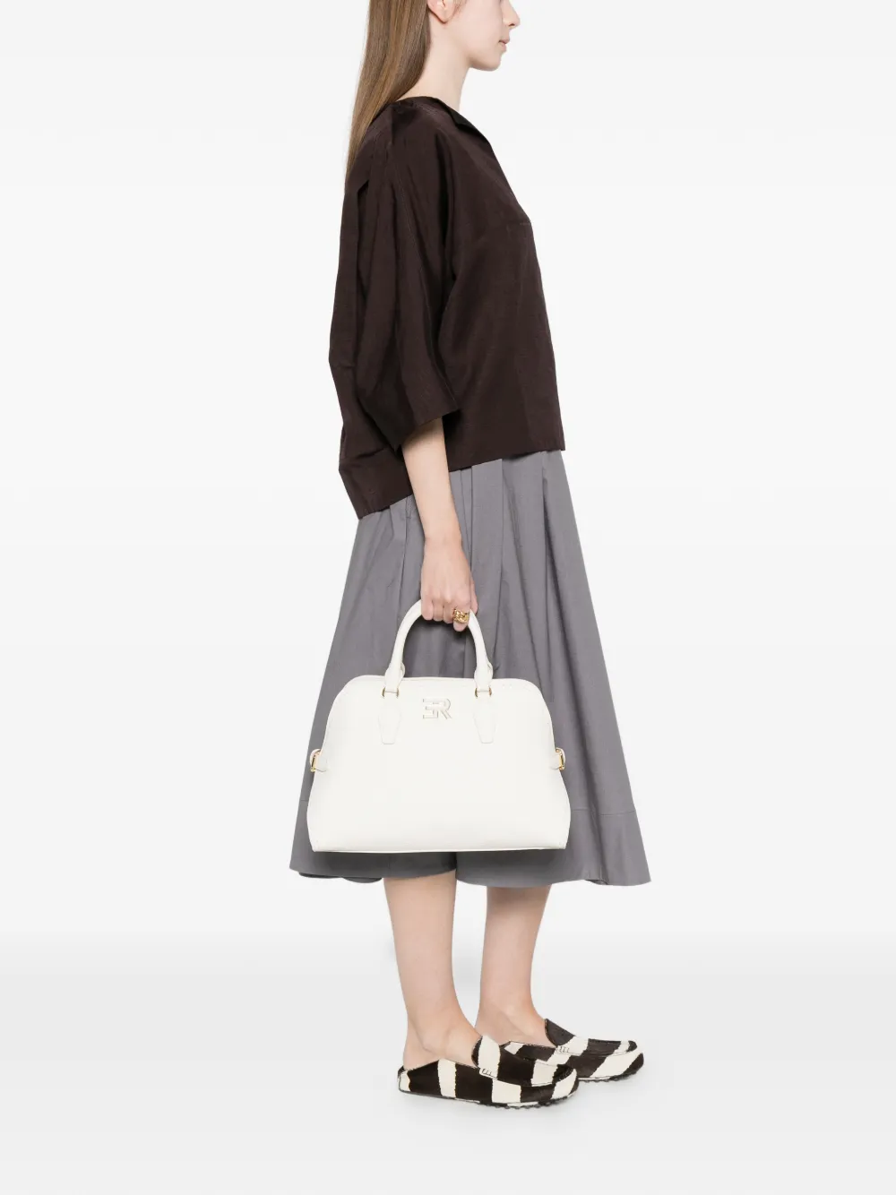 Ermanno Firenze Small Amy Logo Tote Bag - White 