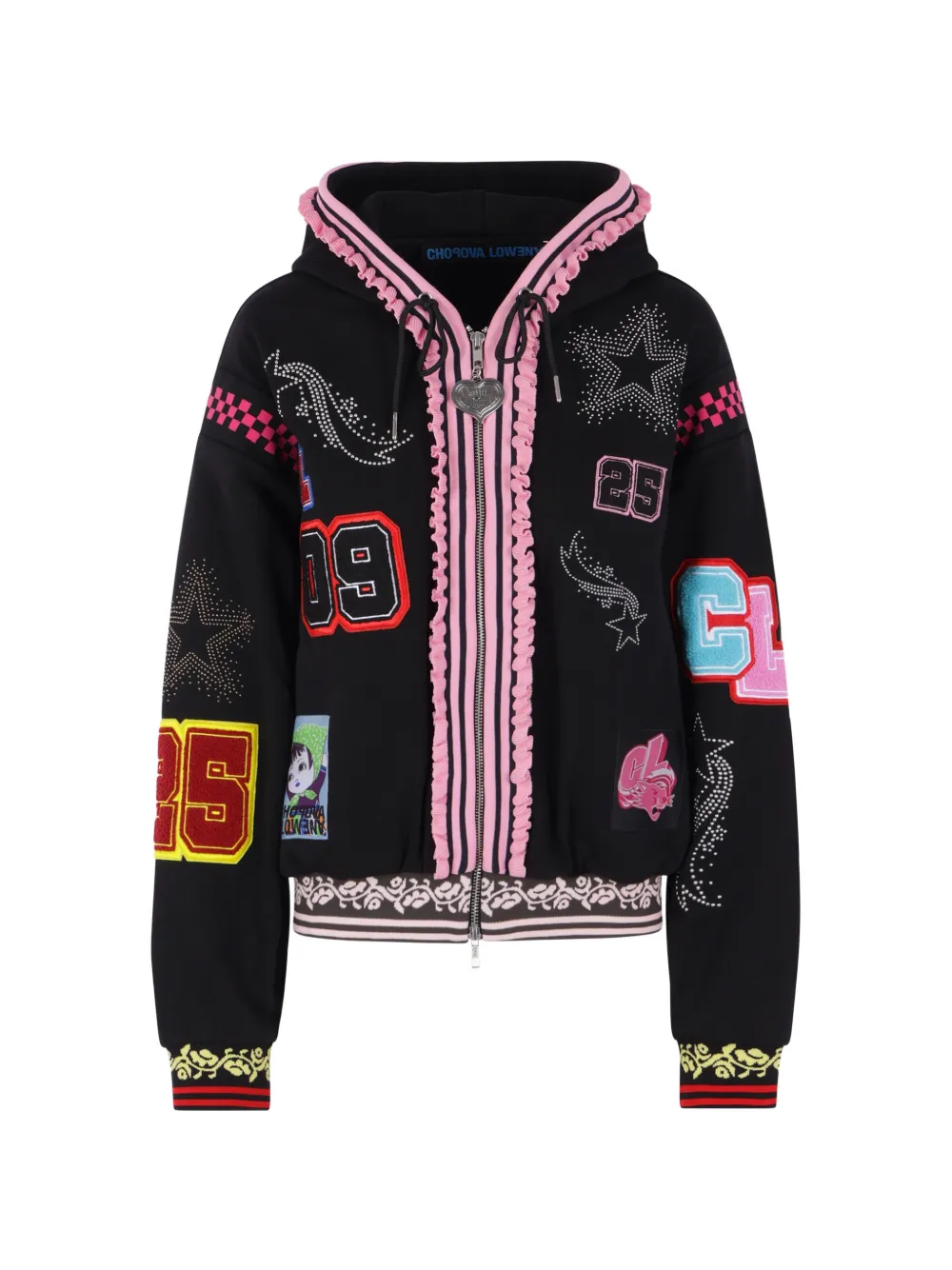 Chopova Lowena appliqué-detail zip-up hoodie - Schwarz