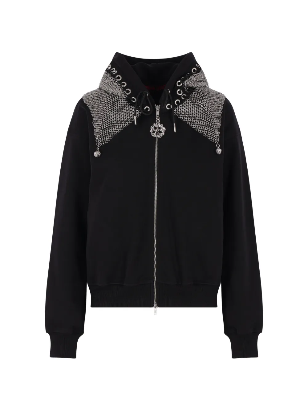 Chopova Lowena zip-up embellished hoodie - Black