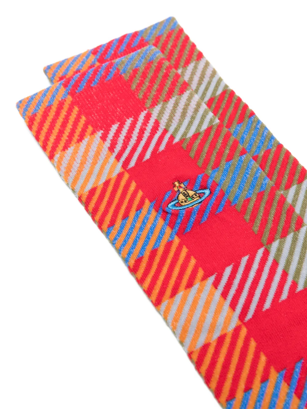 embroidered check socks