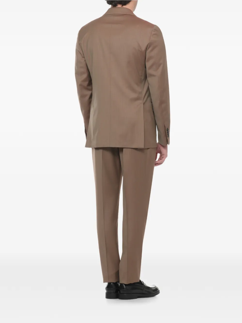 Lardini Wollen pak met visgraat-patroon Beige