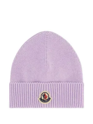 Moncler Enfant ロゴパッチ ビーニー | パープル | FARFETCH JP