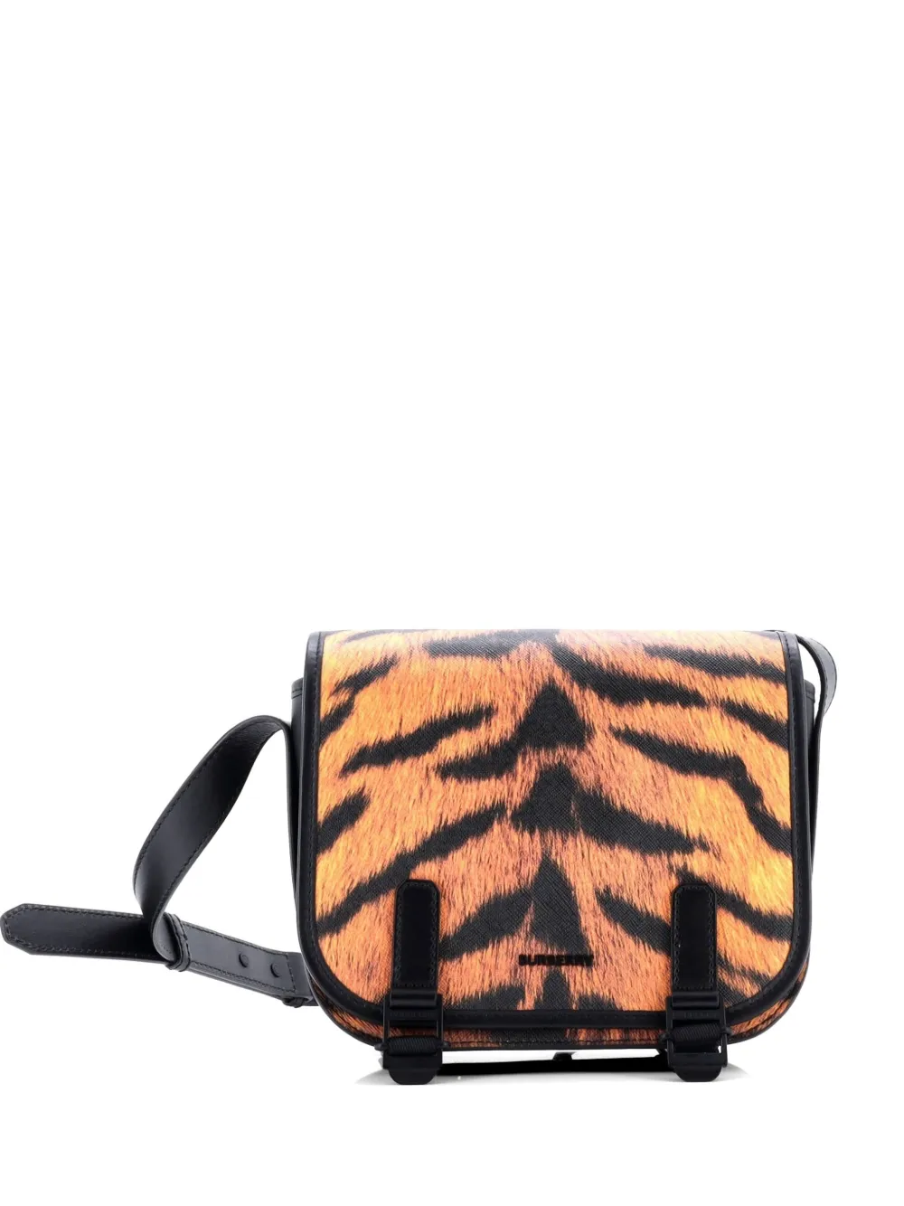 Double Buckle Flap Messenger Bag Printed Coated Canvas Small Crossbody Bag