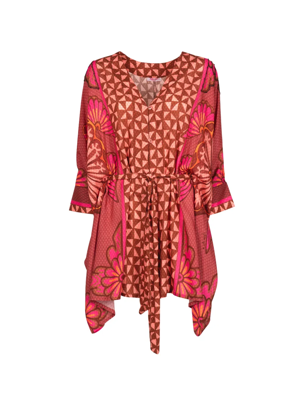 Pin Up Stars Tribal Sea geometric-print belted playsuit - Marrone