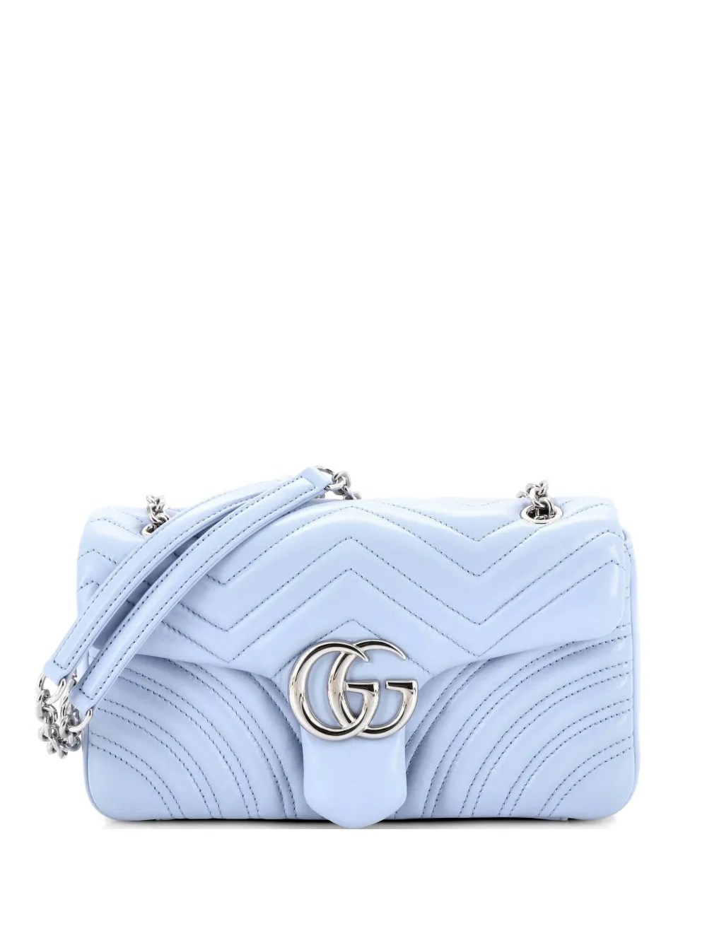 Gucci Pre-Owned Borsa a spalla GG Marmont media in pelle matelassé con battente - Blu