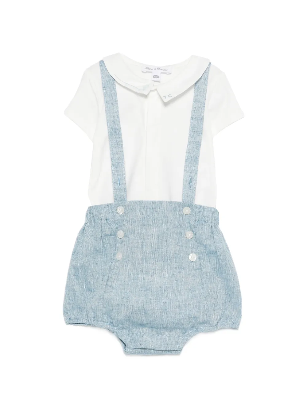 Tartine Et Chocolat button dungaree babygrow set - Blu