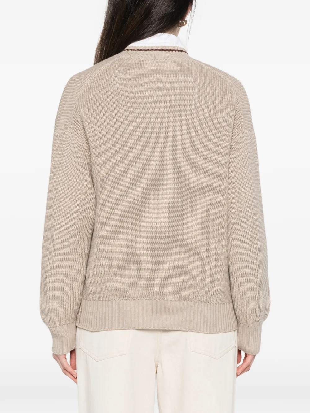 Brunello Cucinelli Vest met gestreepte afwerking en knopen Beige