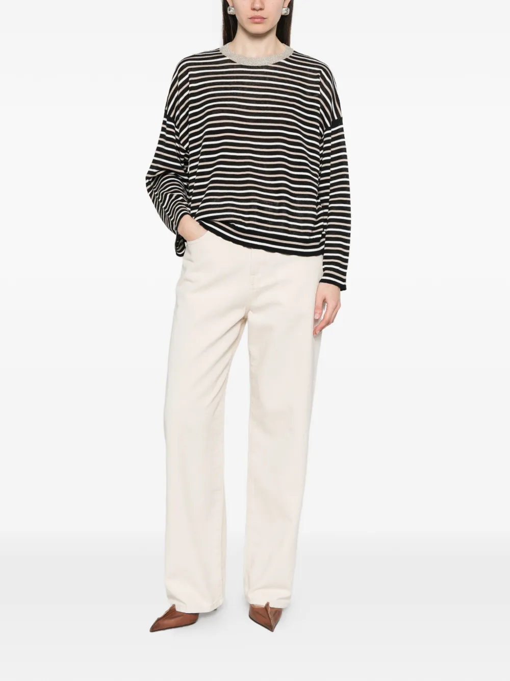 Striped Crew-Neck Top