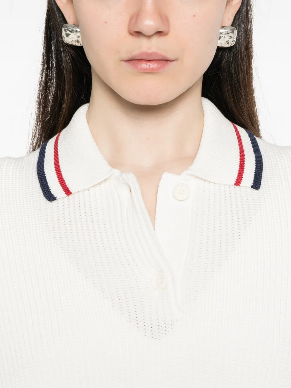 Brunello Cucinelli Polotop met gestreepte kraag Beige