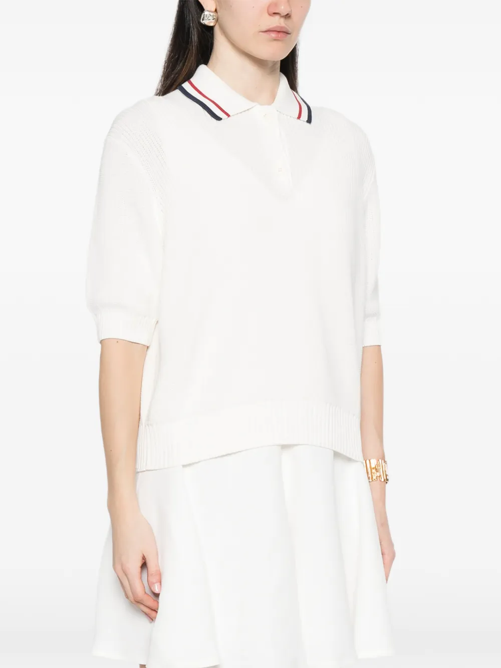 Brunello Cucinelli Polotop met gestreepte kraag Beige