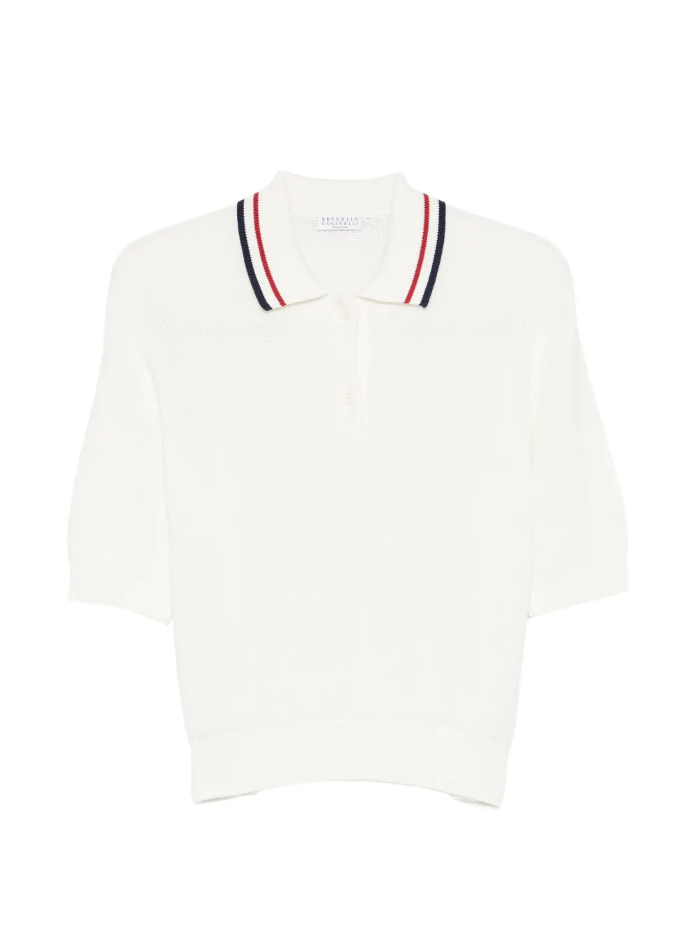 Brunello Cucinelli striped-collar polo top - Weiß