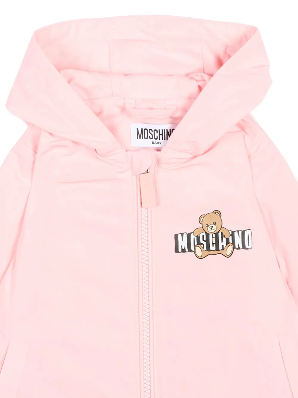 Moschino Kids Regenjack met capuchon en teddyprint Roze