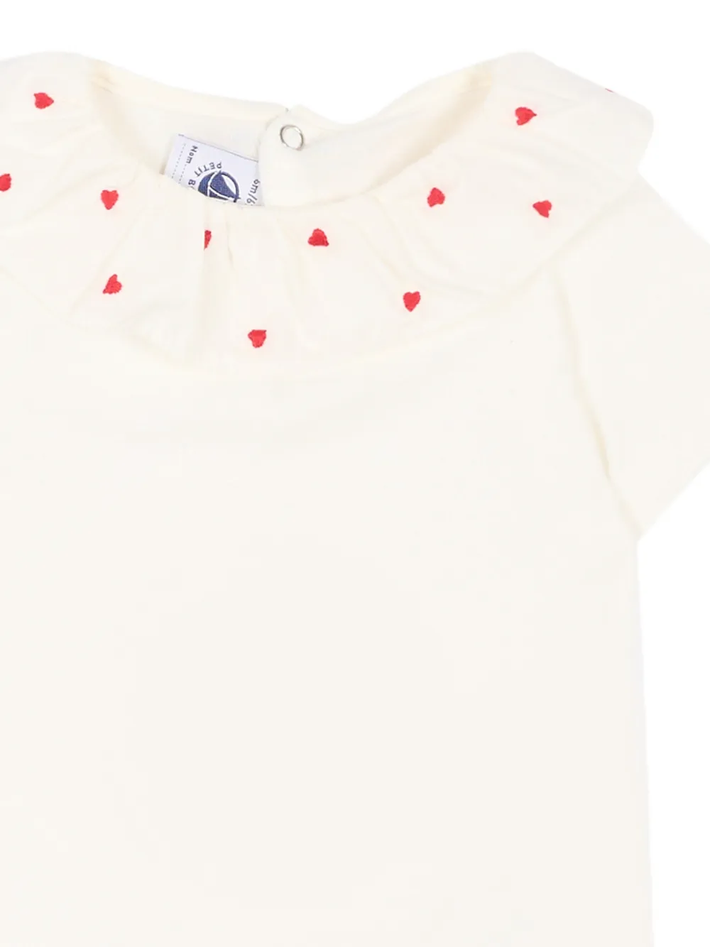  Petit Bateau Heart Embroidered Bodysuit - Neutrals 