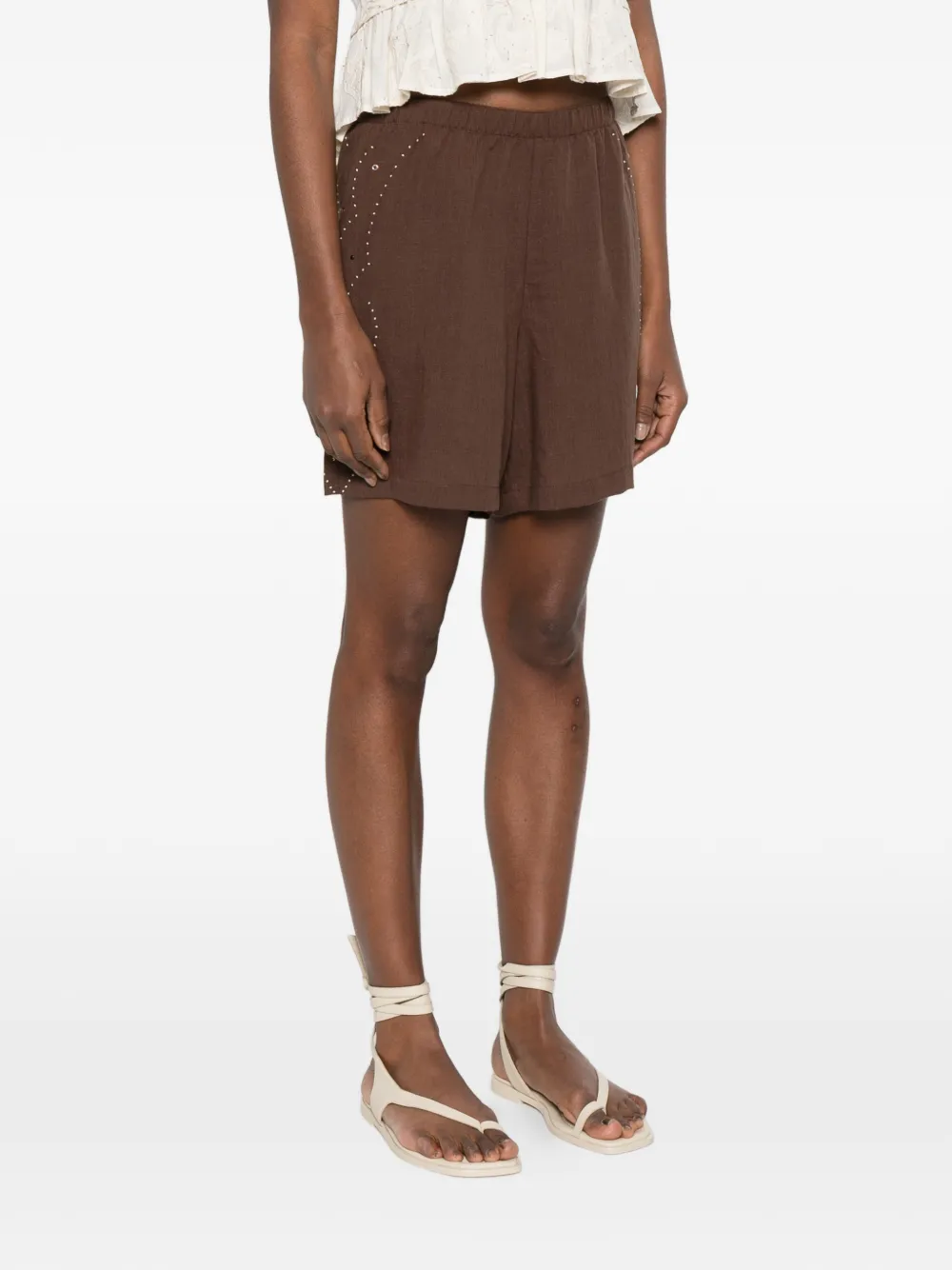  Venuja Embellished Knee-length Shorts - Brown 