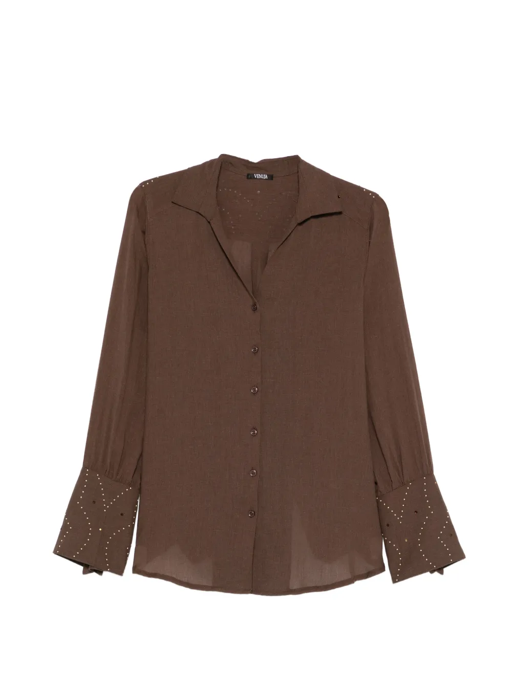VENUJA embellished-cuff shirt - Marrone