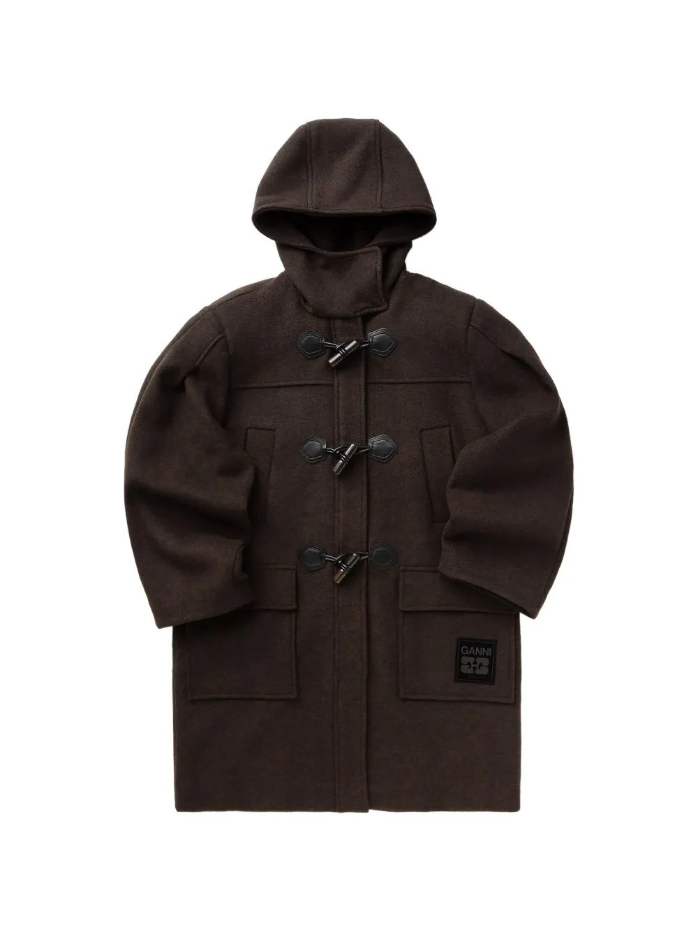 GANNI wool duffle coat - Marrone