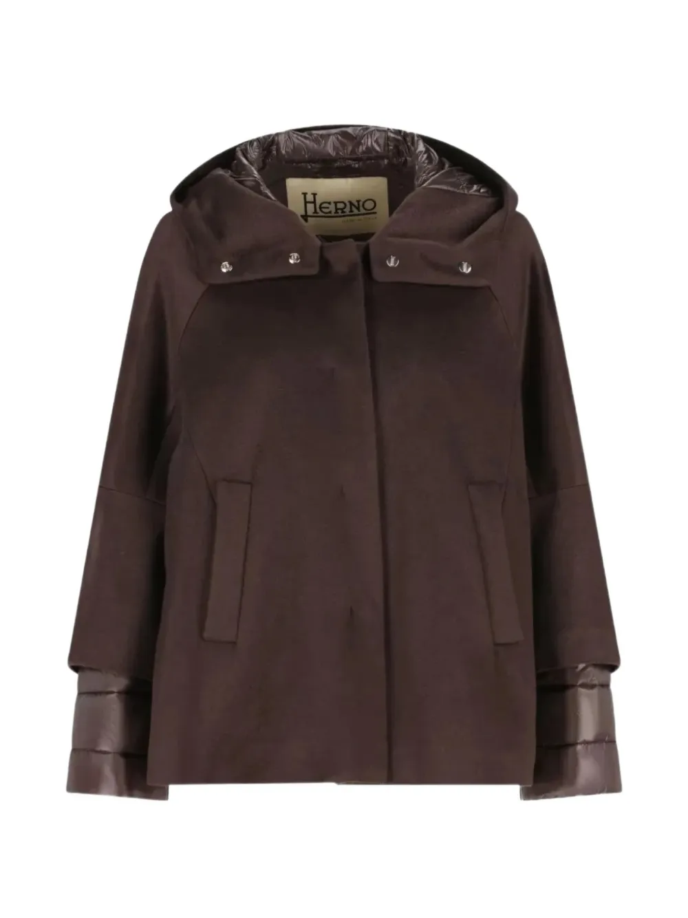 Herno Kapuzenjacke mit Kontrasteinsatz - Braun