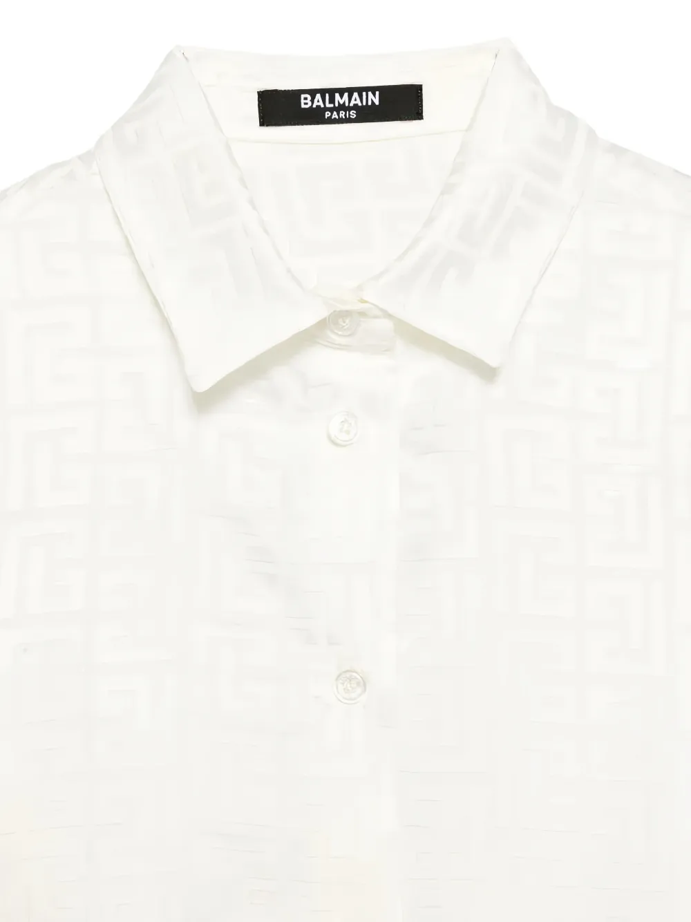  Balmain Kids Buttoned Pattern Shirt - White 