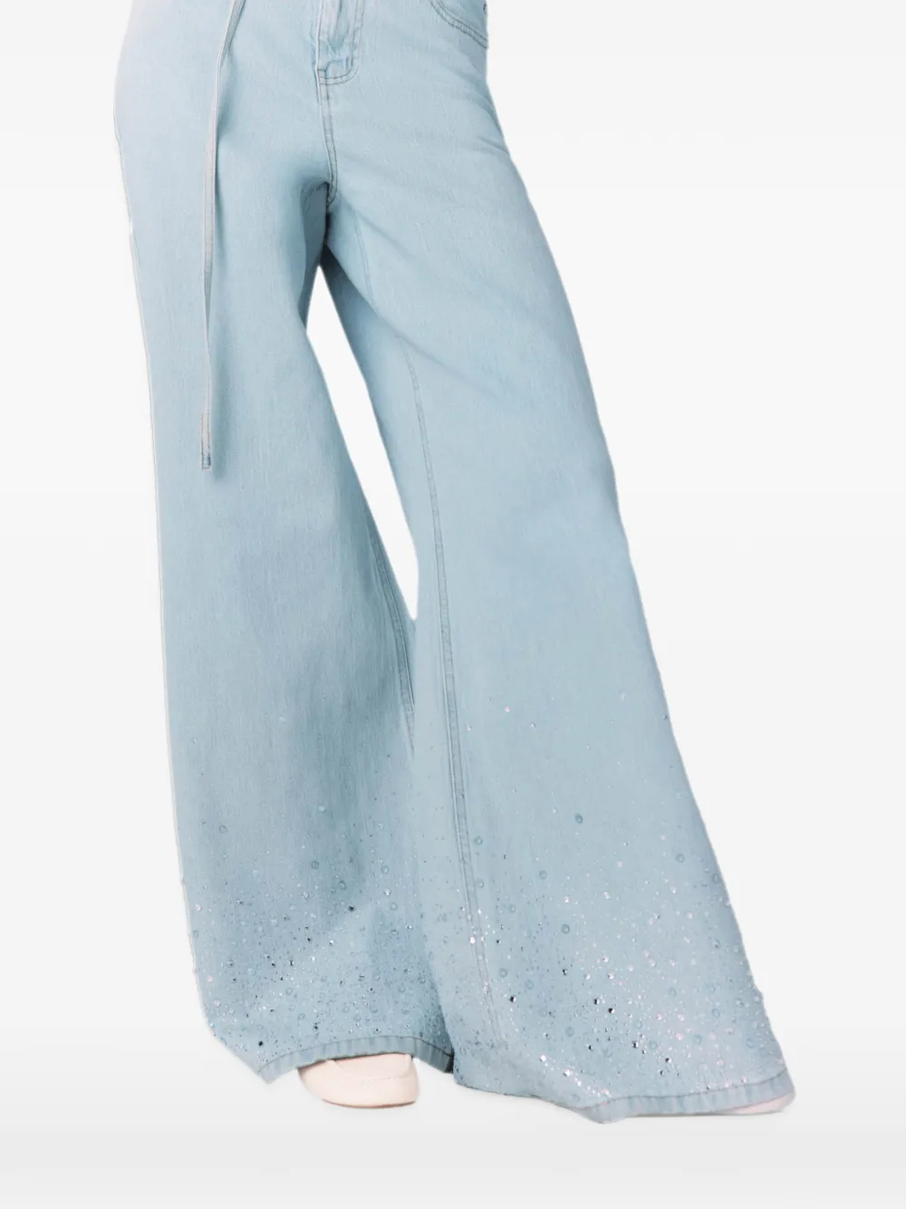 Maje Jeans met wijde pijpen en stras Blauw