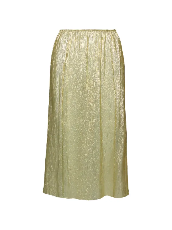 Petar Petrov Elasticated Shimmer Midi Skirt in Gold