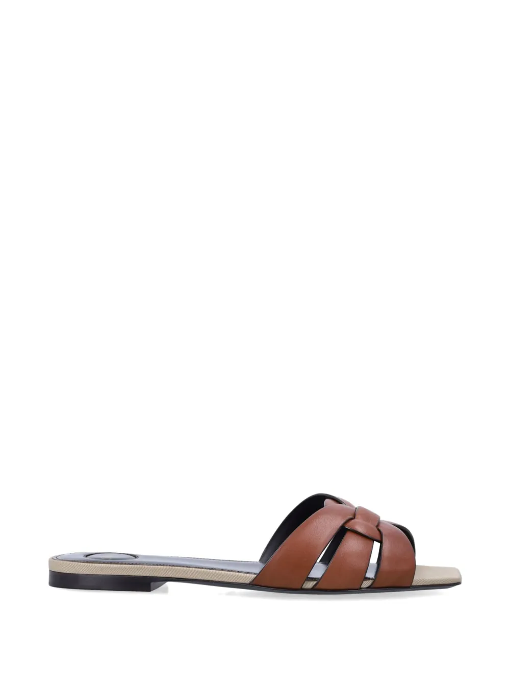 Saint Laurent Tribute geweven leren sandalen Bruin