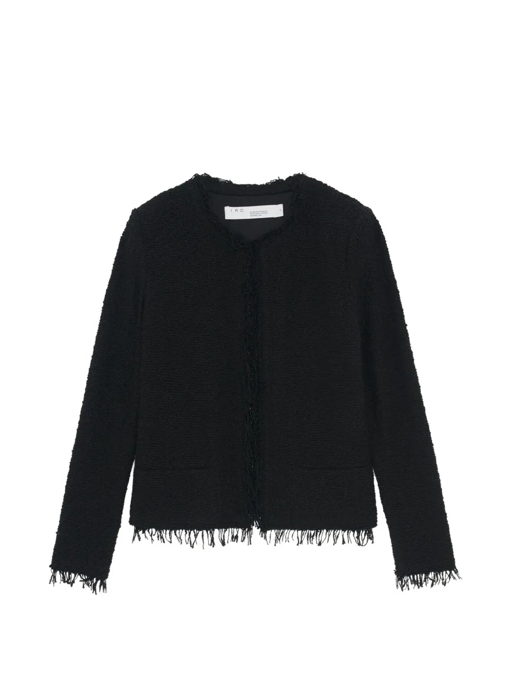 IRO Shavani fringed-hem tweed jacket - Nero