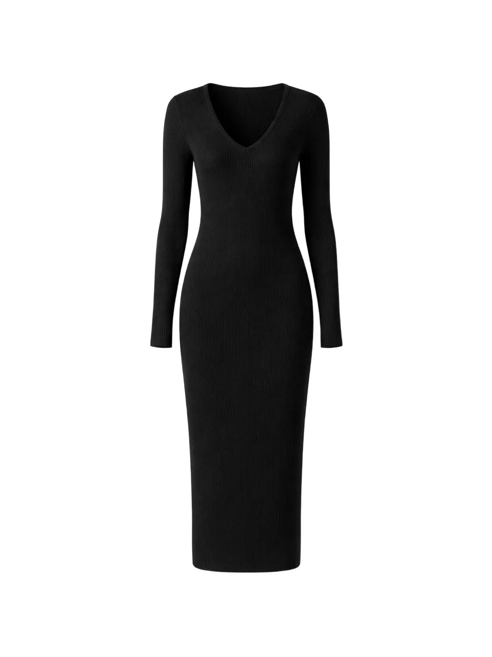James Perse ribbed-knit V-neck midi dress - Nero